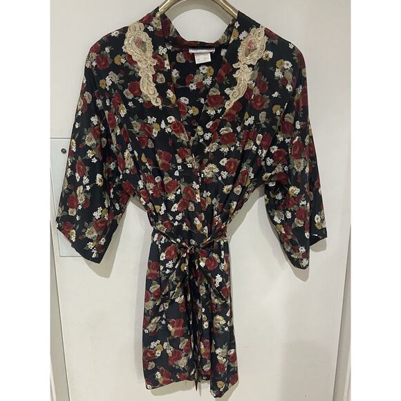 NWOT Y2k Amy’s Boutique 2-Piece Floral Rose Accent Nightie and Robe Women’s M - Picture 1 of 7